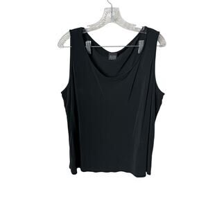 Eileen Fisher 100% Silk Minimalist Black Tank Top Size Large